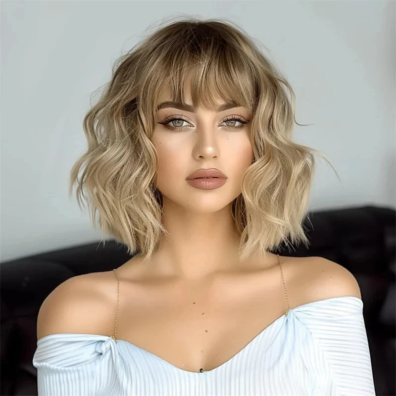 

200 Density Ombre Ash Blonde HD Transparent Lace Front Wigs Water Wave Dark Roots 100% Human Hair With Baby Hair Glueless Wigs