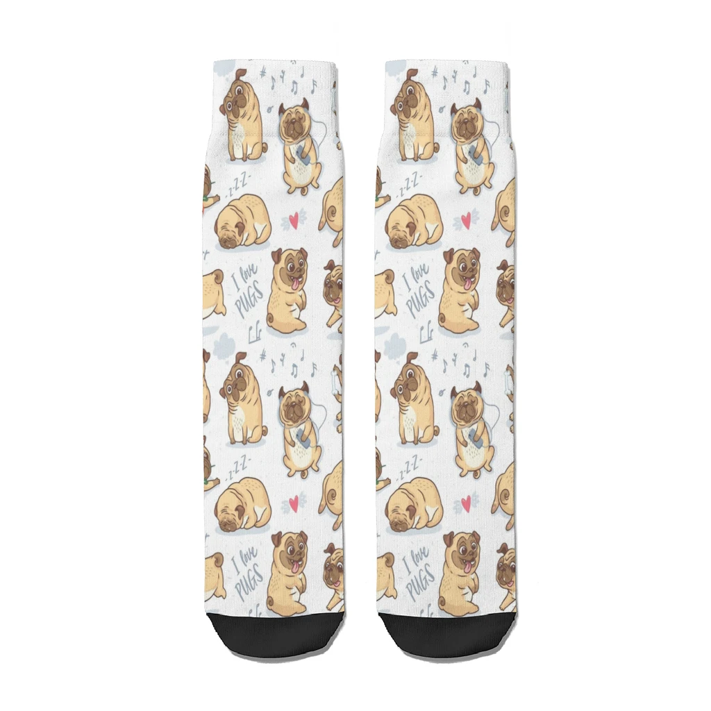 Pug Dog Gentle And Quiet Be Clever And Sensible Straight Socks Male Mens Women Autumn Stockings Polyester Hip Hop