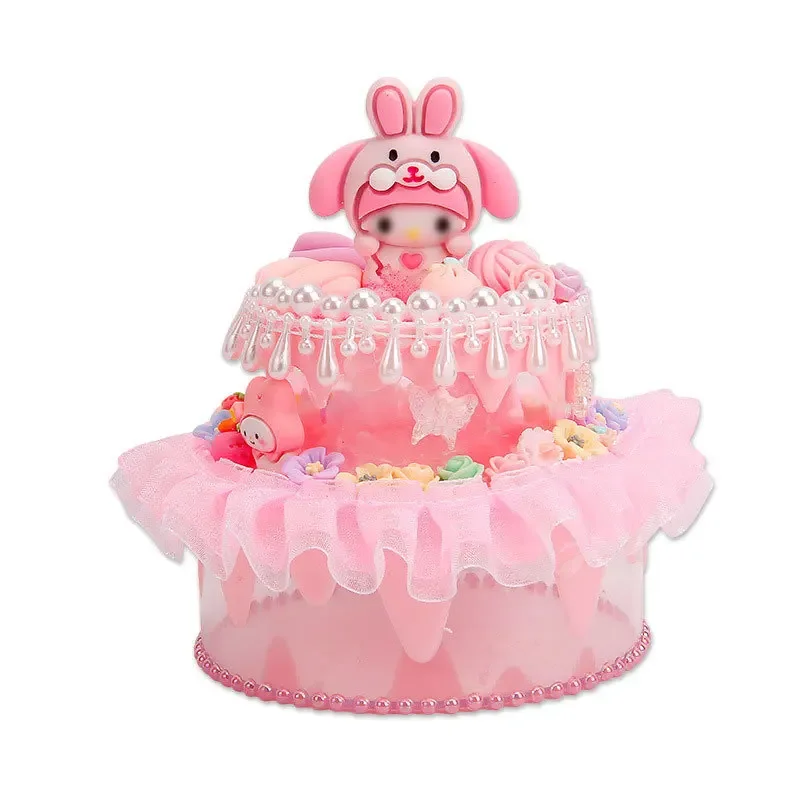 

Simulation Cream DIY Cake Guka Material Set Kawaii 3D Cartoon Resin Decoration Double Layered Cake Children's Handmade Gift