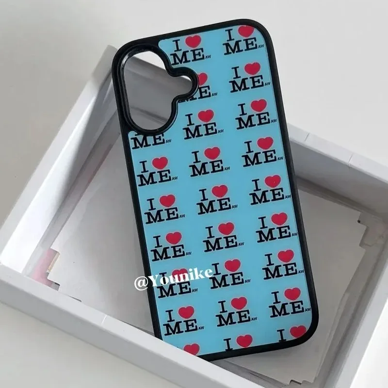 Funda para Teléfono I Love Me Azul Rosa de Pantalla Completa para iPhone 17AIR 17 16 15 14 13 12 11 Pro Max 7 8 Plus Mini X XXR XS MAX Y2K