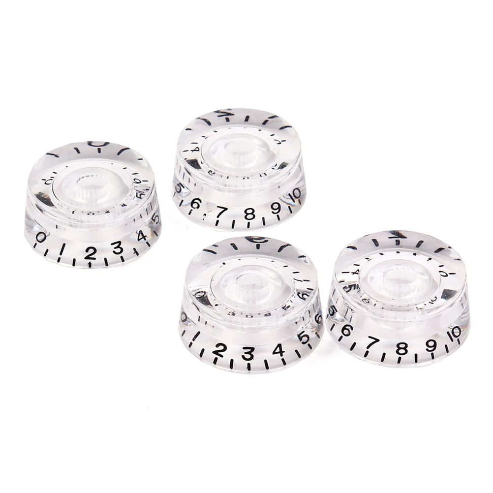 

4 pcs Acrylic Electric Guitar Volume Tone Control Knobs Number Printed Replacement Parts Rotary For Guitar Upgrade Chassis