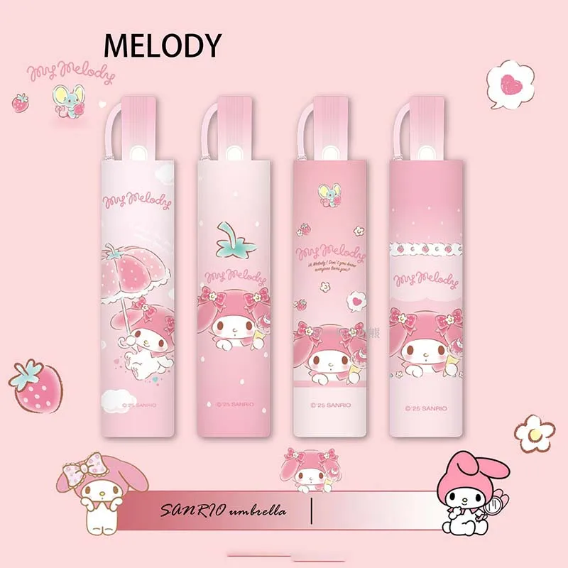 Licensed Sanrio My Melody Automatic Foldable Umbrella Black Coating UV Protection Sun Rain Dual Use Portable Daily Birthday Gift