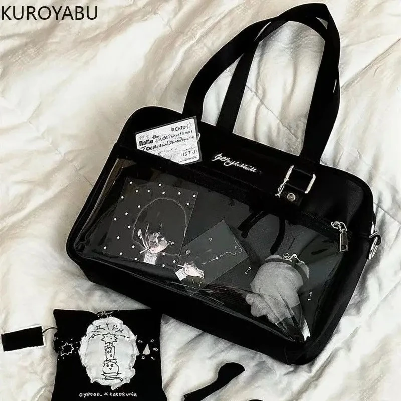 

Casual Japanese High School Crossbody Bags Nylon Teenage Student Tote Book Bag Transparent Women Handbags JK Kawaii Shoulder Bag