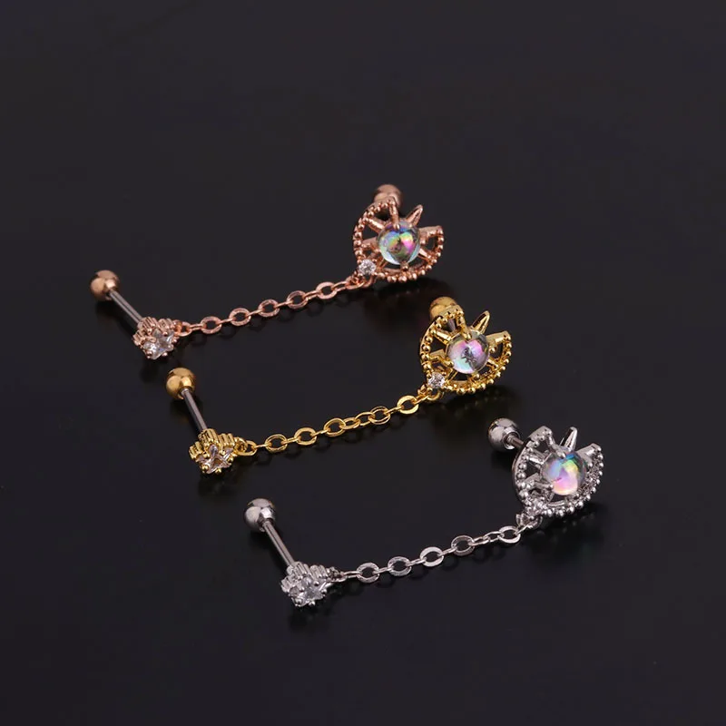 Boucles d'Oreilles en Acier Inoxydable pour Femme, Piercing Helix, Tragus, Papillon, Fleur, Bijoux de Corps, 1 Pièce, 20g