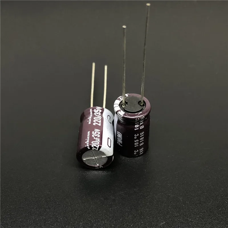 5pcs/50pcs 220uF 35V NICHICON PM Series 10x16mm 35V220uF Low Impedance Long Life Aluminum Electrolytic capacitor