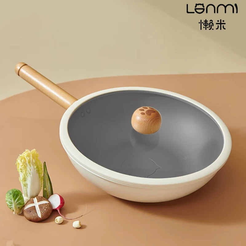 

LANMI DunDun ceramic-coated non-stick frying pan, oil-control, large flat bottom, household use, 30cm