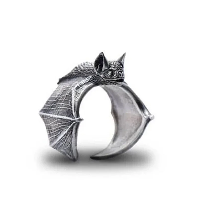 Vintage Halloween Gothic Bat Finger Ring Fashion Punk Adjustable Bat Ring for Women Men Bat Open Ring Party Cosplay Jewelry Gift image 3