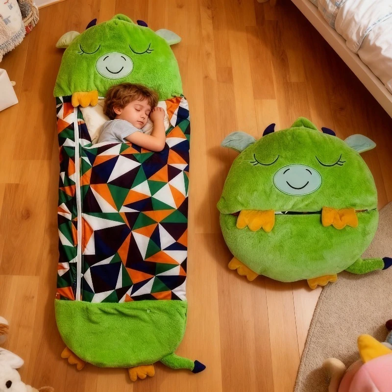 

160X60CM Children's Sleeping Bags Cartoon Plush Pillow Anti-kicking Quilt Cute Animal Sleeping Bag Boys and Girls Sleeping Bag