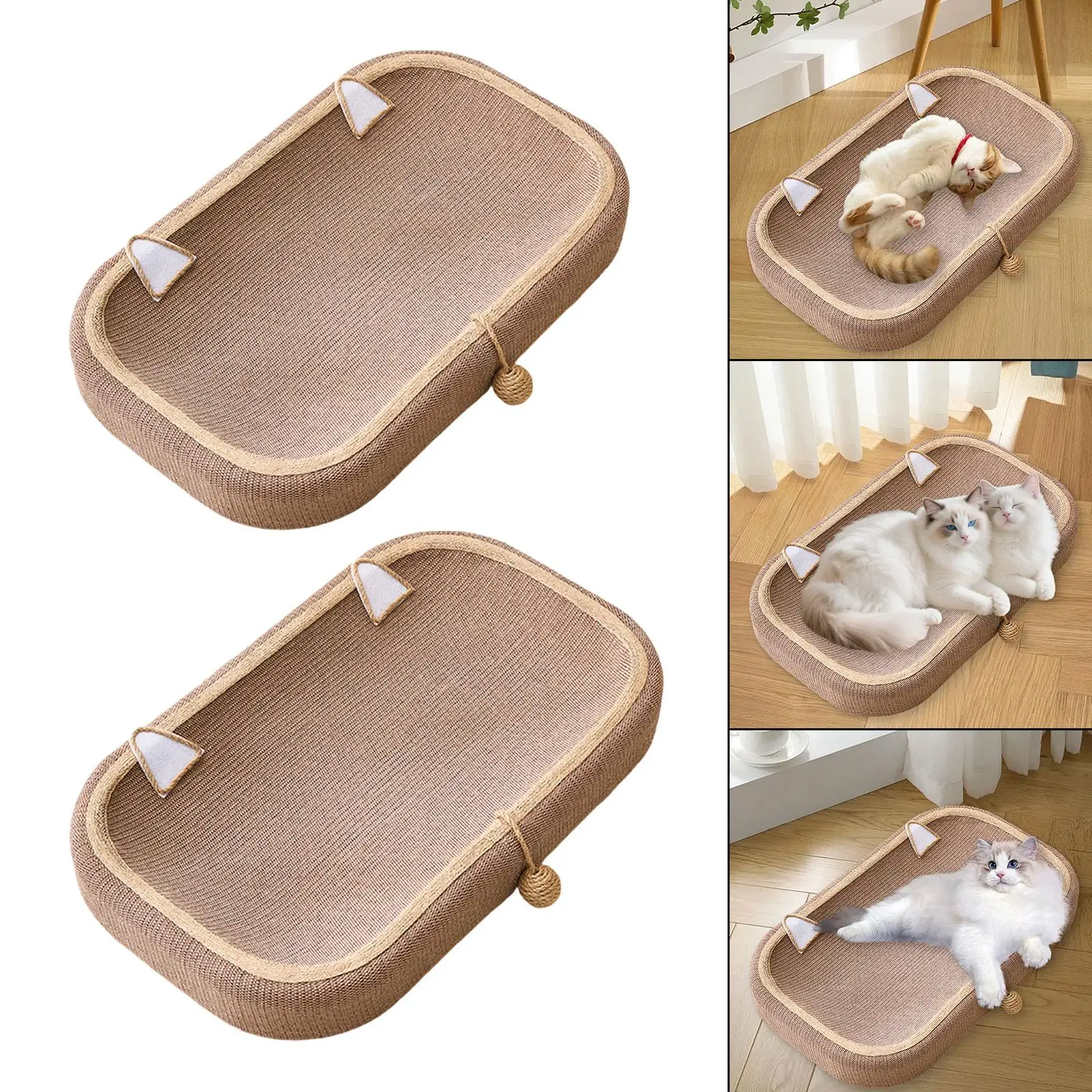 

Cat Scratcher Sisal with Ball Interactive Toy Thickened Scratch Pad for Couch Carpets Sofas Training Indoor Cats Grinding Claw