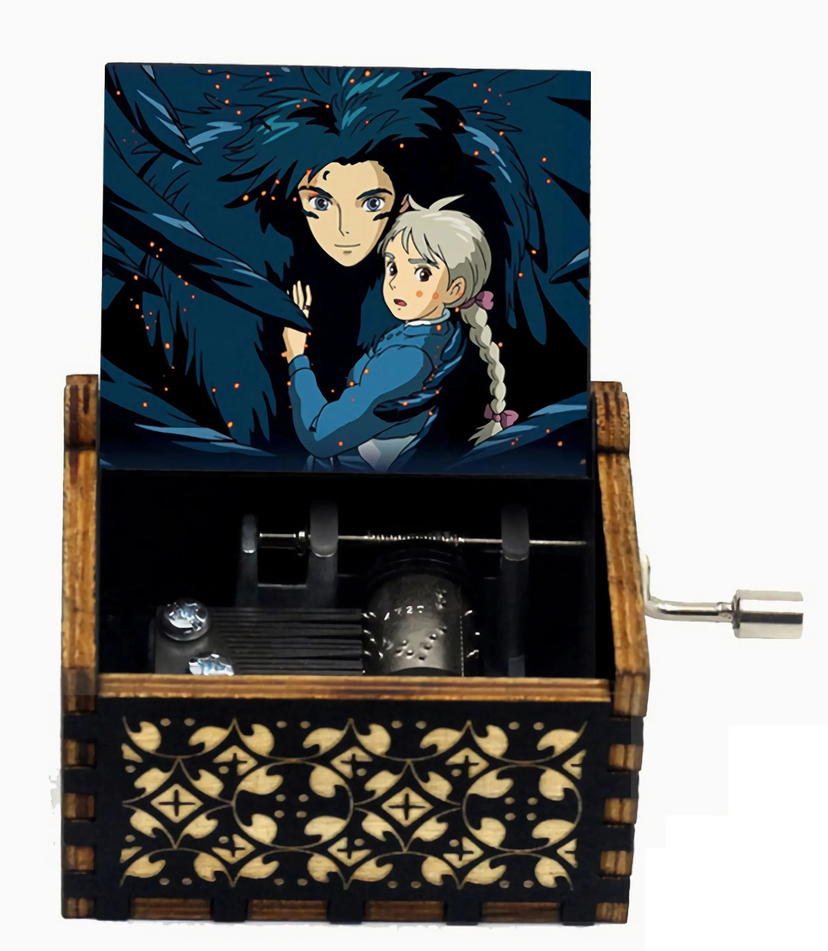 Caja de música Howl Castle, música temática de Anime, Merry Go Round of Life, caja Musical de madera con manivela, regalo de cumpleaños de Año Nuevo