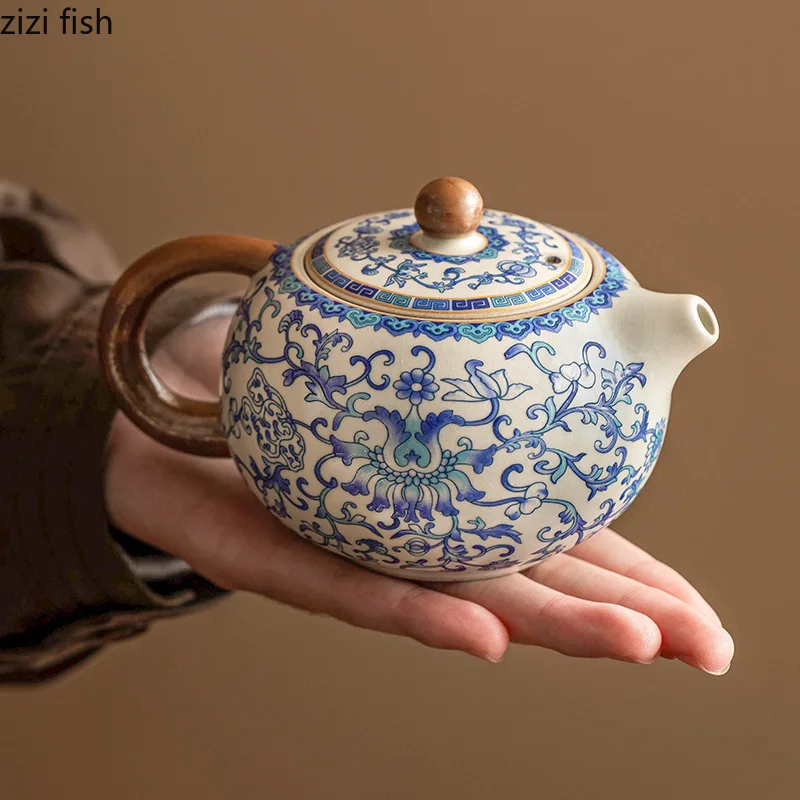 رو فرن الأزرق الأبيض إبريق شاي من السيراميك الإبداعية صانع الشاي الرجعية اليدوية إبريق الشاي الكونغ فو طقم شاي أدوات الشاي المنزلية مصفاة الشاي #2