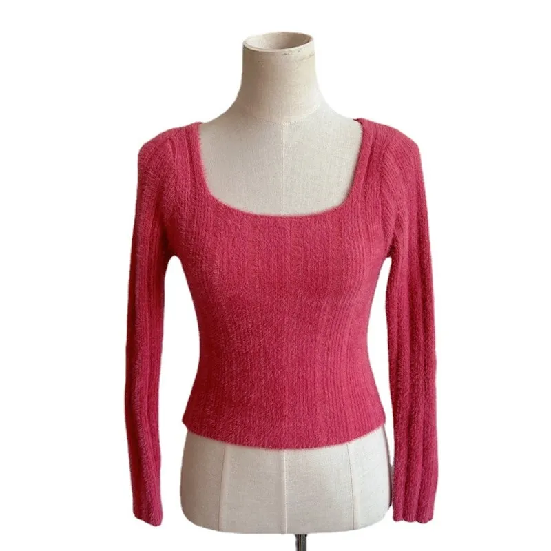 

Sexy Fuzzy Crewne Sweater ort Long Sve Medium Thiened Spring Summer Autumn Pure Color Casual Comfortable Women's Kni...