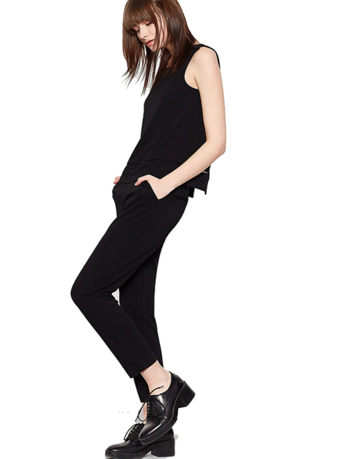 

ESPRIT Summer Faion Брендовые женские повседневные цельные брюки с разрезом на пуговицах 3853 Прямые брюки с длинной талией...