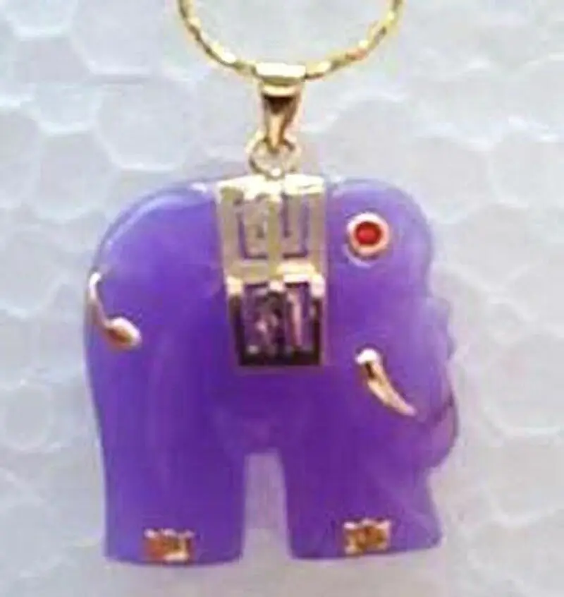 

Charming! 25x25mm Purple Jade Elephant Pendant Necklace 18'' AAA Grade