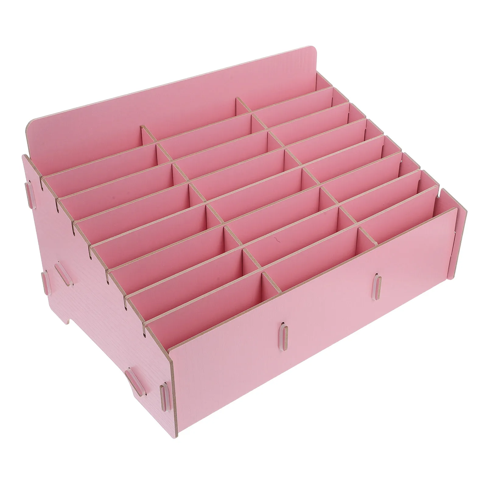 Wooden Multi Phone Holder 24 Grid Cell Phone Organizer Desktop Storage Box Classroom Office Pink Classroom Pocket Chart