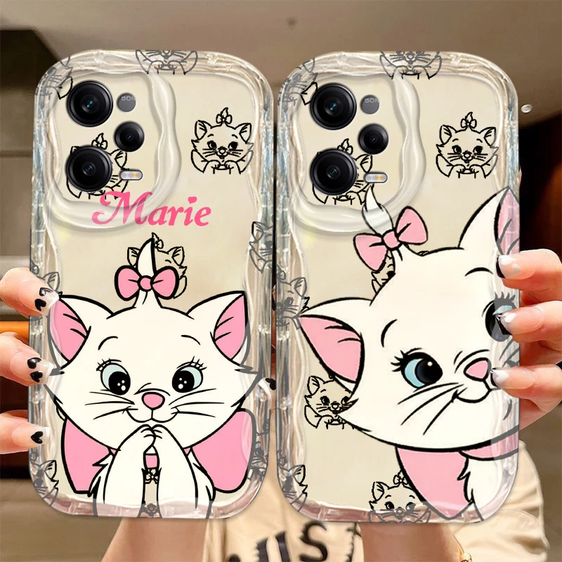 Disney Marie Cat Wave Oil Transparent Cover For Xiaomi Redmi Note 13 12 12S 11S 10A 10 9 8 A1 A2 Pro Plus Phone Case