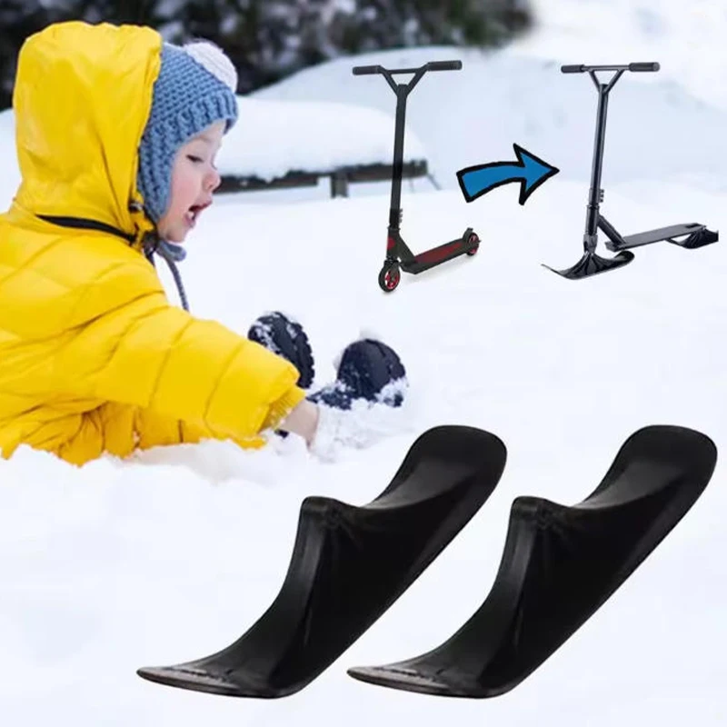 

2Pcs Kids Snow Scooter Sled with Handle Balance Training Ski Sledge Board for Outdoor Winter Fun, Snow Slide Toy for Children
