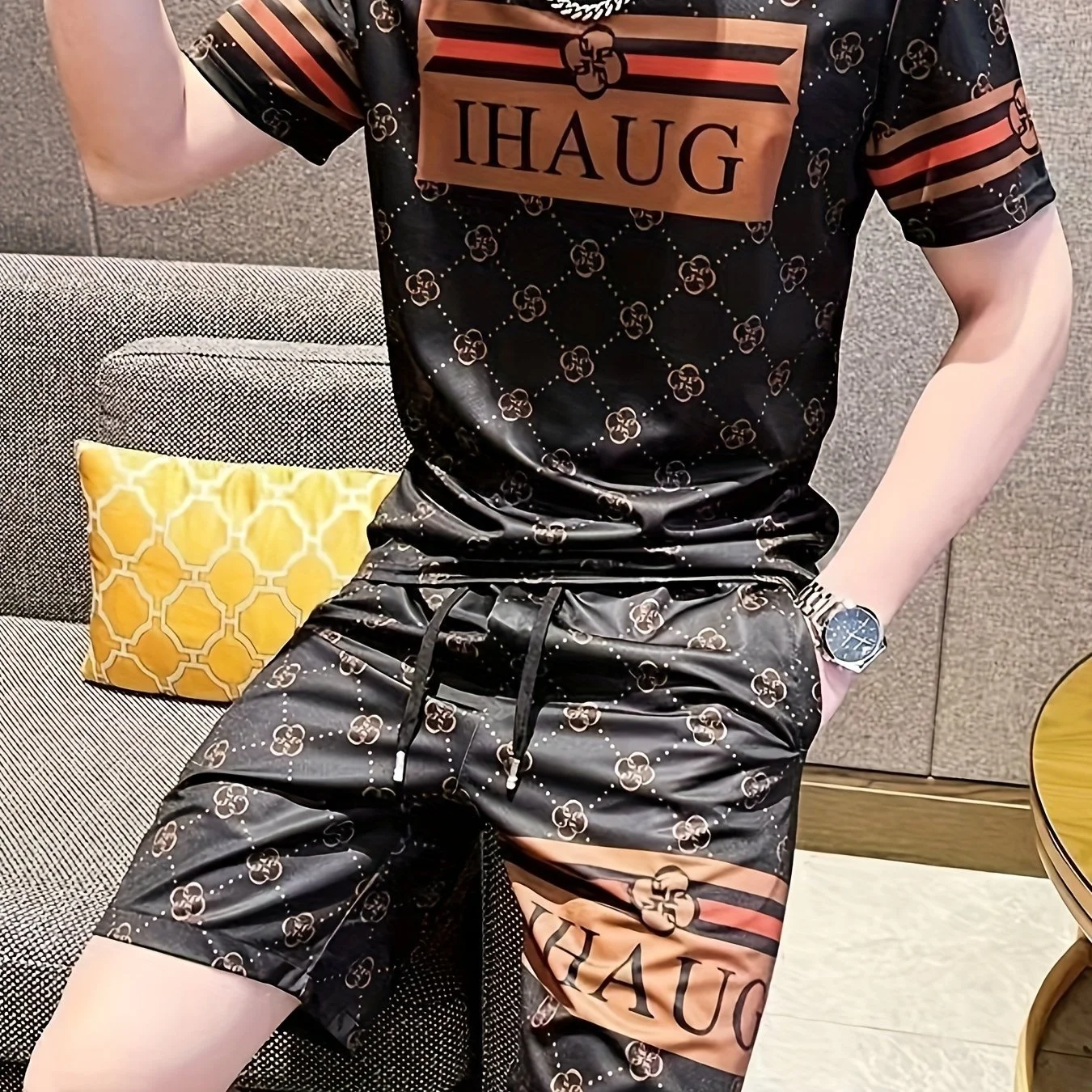

2025 Latest Hot T-shirt Set 3D Vacation Style Trendy Various Elements Fashionable Street Men's Set Summer Top Shorts Breathable