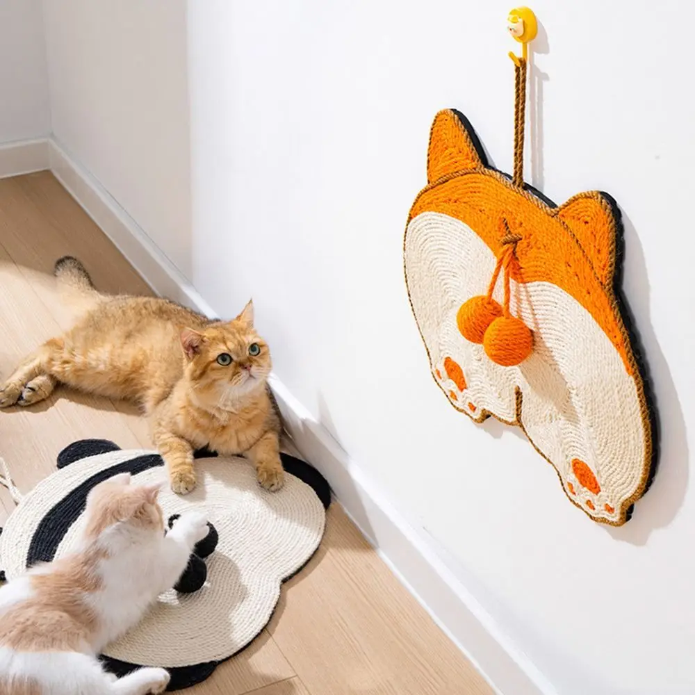 

Cartoon Sisal Cats Sleeping Mat Panda Shape Non Slip Scratch Pad for Cats Wear-resistant Furniture Protector