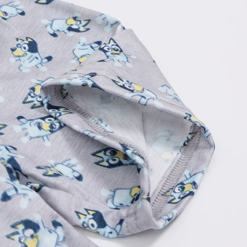 เสื้อยืดพิมพ์ลายบลูอี้สำหรับเด็กผู้ชาย เสื้อยืดแฟชั่นเรียบง่าย กางเกงขาสั้น ชุดใหม่ เสื้อแทรคสูท เสื้อแขนสั้น กางเกงขาสั้นสำหรับเด็ก