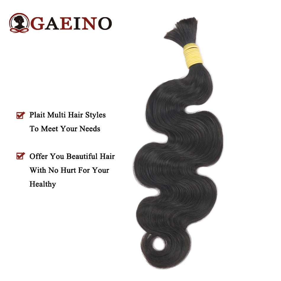 Ondulado Nenhuma trama Body Wave Cabelo humano para trançar, cor natural, granéis para tranças, extensões de trança, Soft Ends, 100g