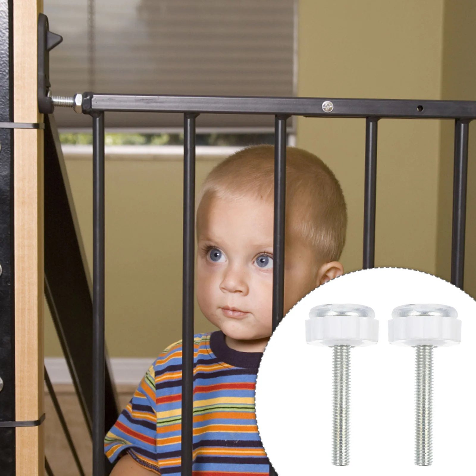 

4Pcs Baby Gate Threaded Spindle Rods Safety Door Bolts For Stairs Wooden Baluster Easy Install No Tools Scratch Protection