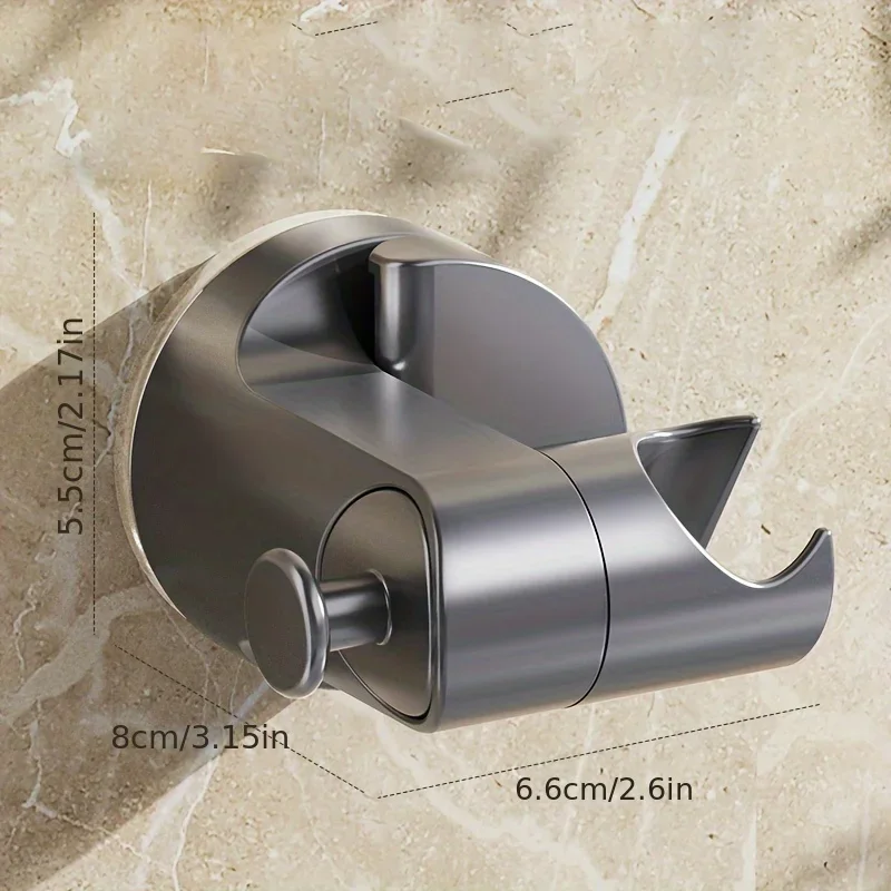 

Easy to install shower head bracket without drilling, with adjustable suction cup and rotating hook - durable plastic