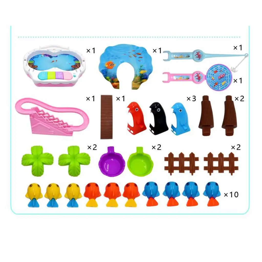 Kids Early Education Toys Waterproof Fishing Bath Set with Penguin Automatic Gliding Ladder Music Play for Toddlers