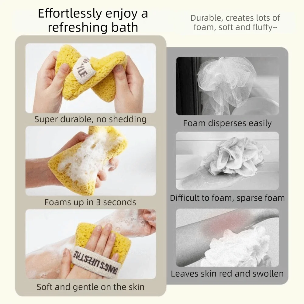 Ultra Soft Texture Bath Sponge Rich Foaming No Loose Fibers Body Scrubber Multi-use Shower Foaming Tool Gentle Exfoliation