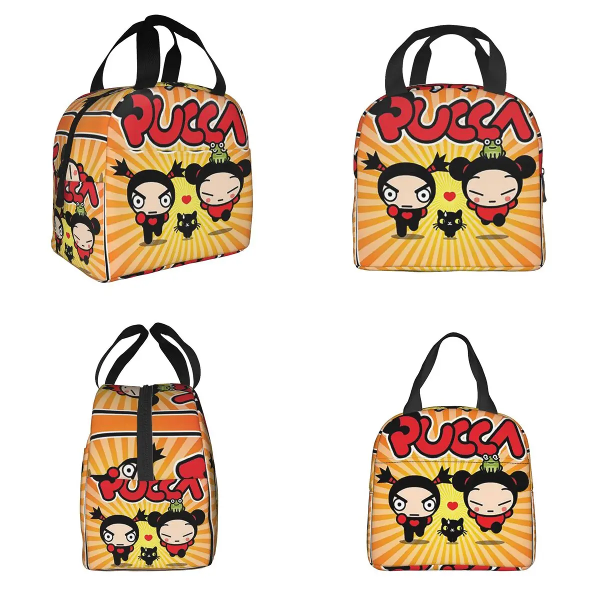 أكياس الغداء الكرتون Pucca معزول بينتو صندوق مقاوم للماء حقيبة الغداء قابلة لإعادة الاستخدام حقيبة حرارية برودة للسفر الطالبات #6