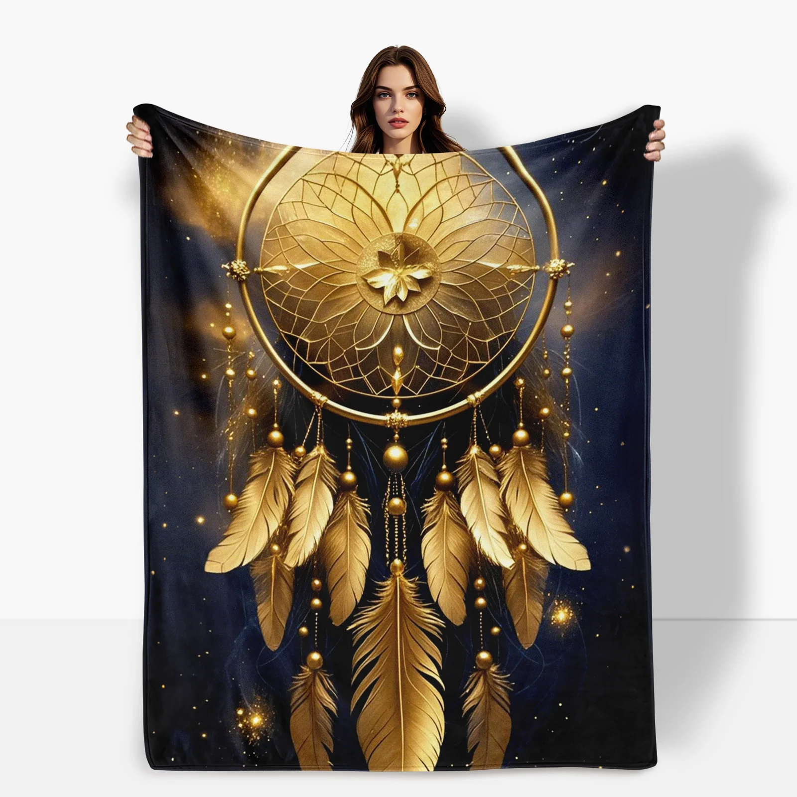 Coperta con cielo stellato Dreamcatcher dorato con design incantante per l'arredamento della stanza sognante e celeste in stile estetico