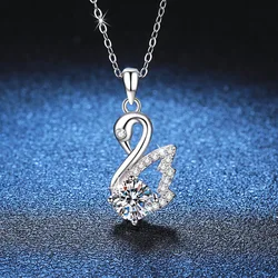 S925 Sterling Silver Pendant 1 Carat Moissanite Necklace Swan Necklace Women D Colour Moissan Diamond Necklace Women