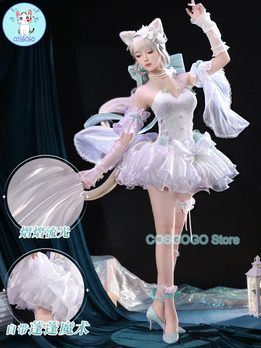 COSGOGO 1/3 Delusion Genshin Impact Lynette Angel Courtyard Women Cosplay Costume Cos Game Anime Party Uniform Hallowen Play