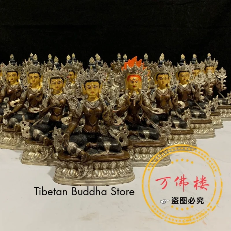 7-Inch 21-Degree Mother Pure Copper Silver Gilded Antique Buddha Statue Home Direct Sales