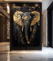 Fox Elephant Eagle Canvas Painting Black Gold Animal Print Poster Luxury Wild Animal Decoration Abstract Modern Gold Home Decor
