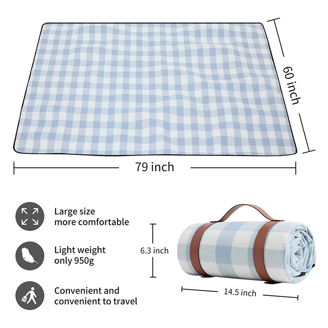 Picnic Blanket,Waterproof Beach Blanket,Camping Blanket Sandproof Insulated with Carry Handle,for Picnic,Beach,Park,Et,C