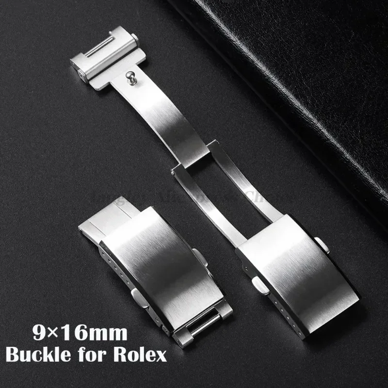Hochwertige Faltschließe aus massivem Edelstahl für Rolex Submariner Water Ghost, 9 x 16 mm Faltschließe, Knopfzubehör