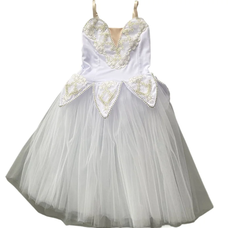 فستان باليه للفتيات رومانسي تنورات قصيرة بيضاء ناعمة من التول طويل راقصة الباليه أداء الرقص ملابس النساء تنانير الرقص الشرقي المخملية