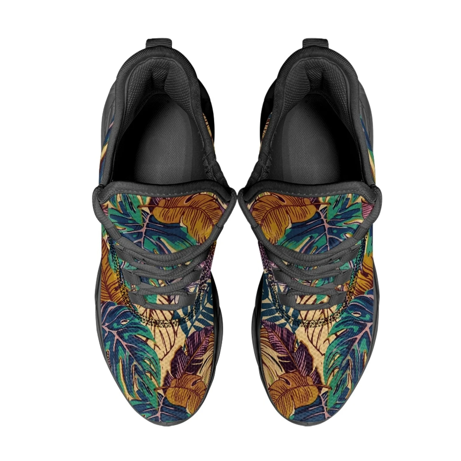PENSTROLL Tropical Leaf Men's Blade Running Shoes, Breathable Lightweight Mesh Footwear for Students and Daily Sports Walking