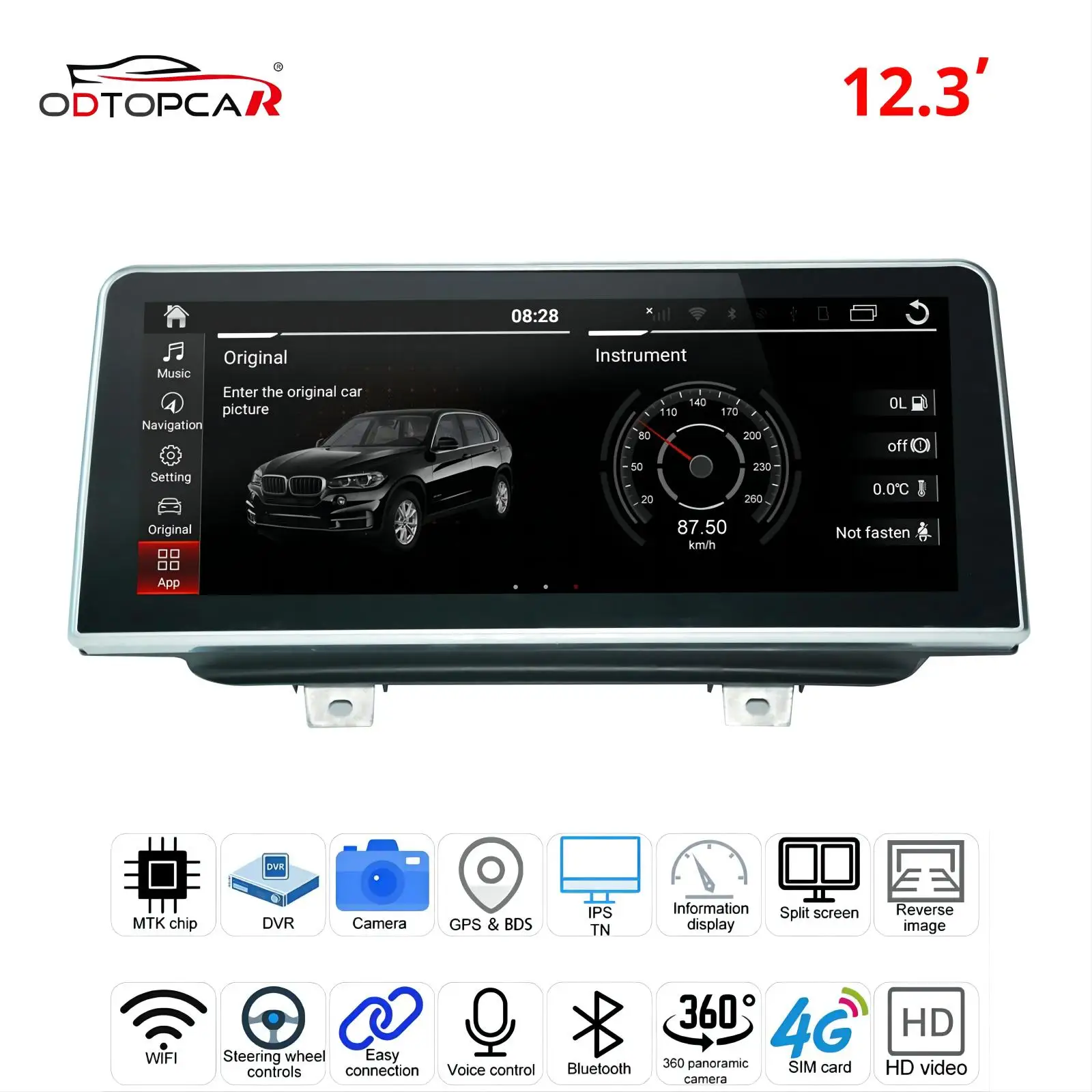 ODTOPCA Bmw 7 Series CIC System Touch Screen 12.3 inch HD Android System Car Stereo Multimedia GPS Navigation 4G Wifi Video Game