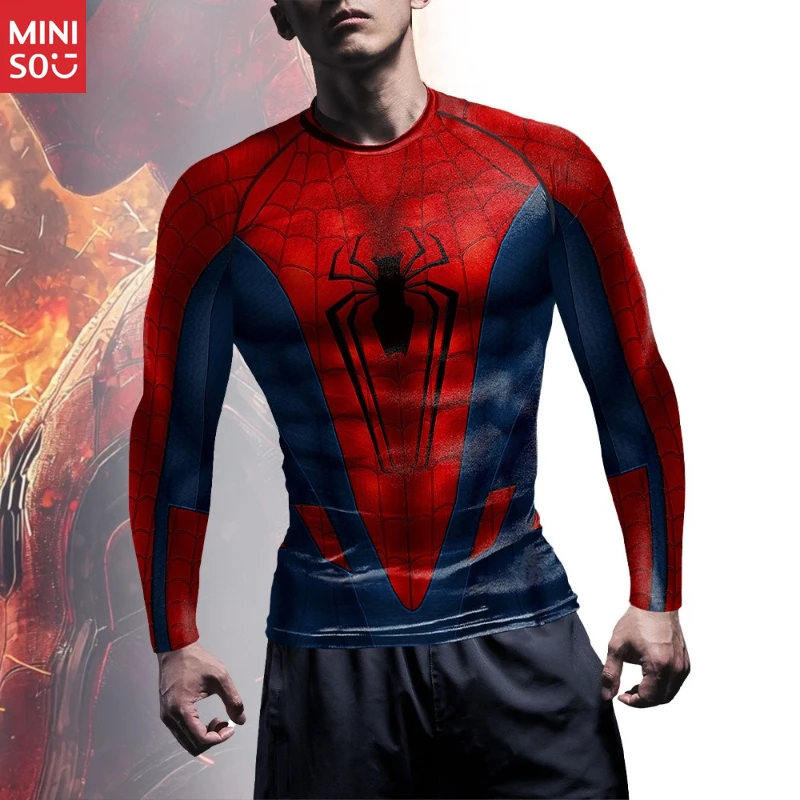 

Miniso Marvel Spider-Man Compression Shirt | Stretchy Breathable, Quick-Dry Sportswear