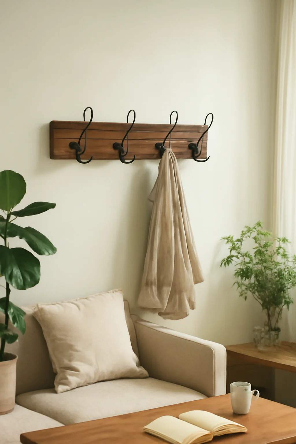 

Antique Wooden Hook, American Art Object, Hallway Coat Hanger, Damage-Free Decorative Piece, Home Organization Accessory