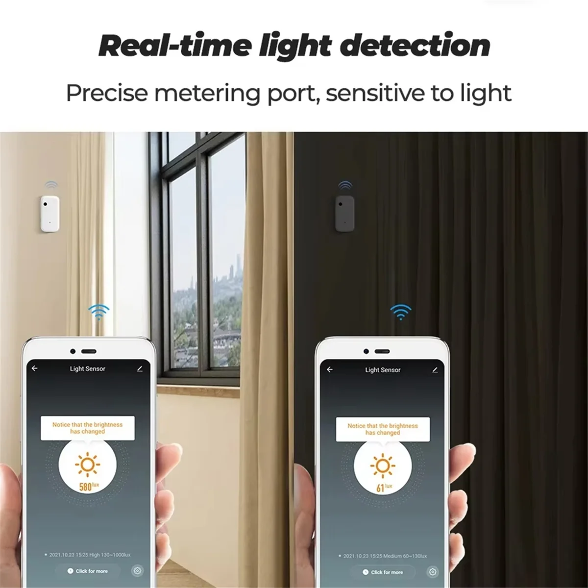 AA91 Tuya WiFi Light Sensor Smart Home Illumination Sensor APP Linkage Control Brightness Detector Illumination Automation