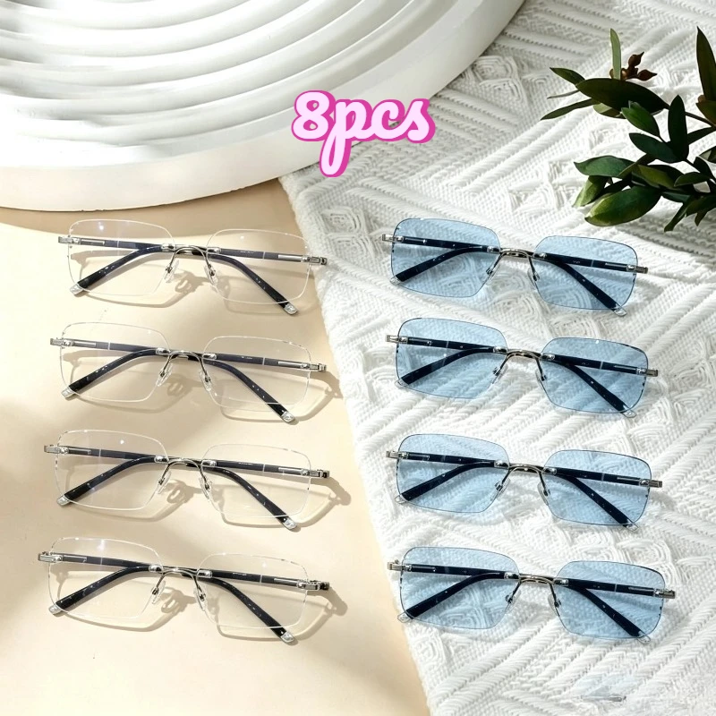 5/8/10pcs Stylish Rimless Presbyopic Eyeglasses for Middle-Aged, Premium Reading Glasses Diopters +1.00~+4.00