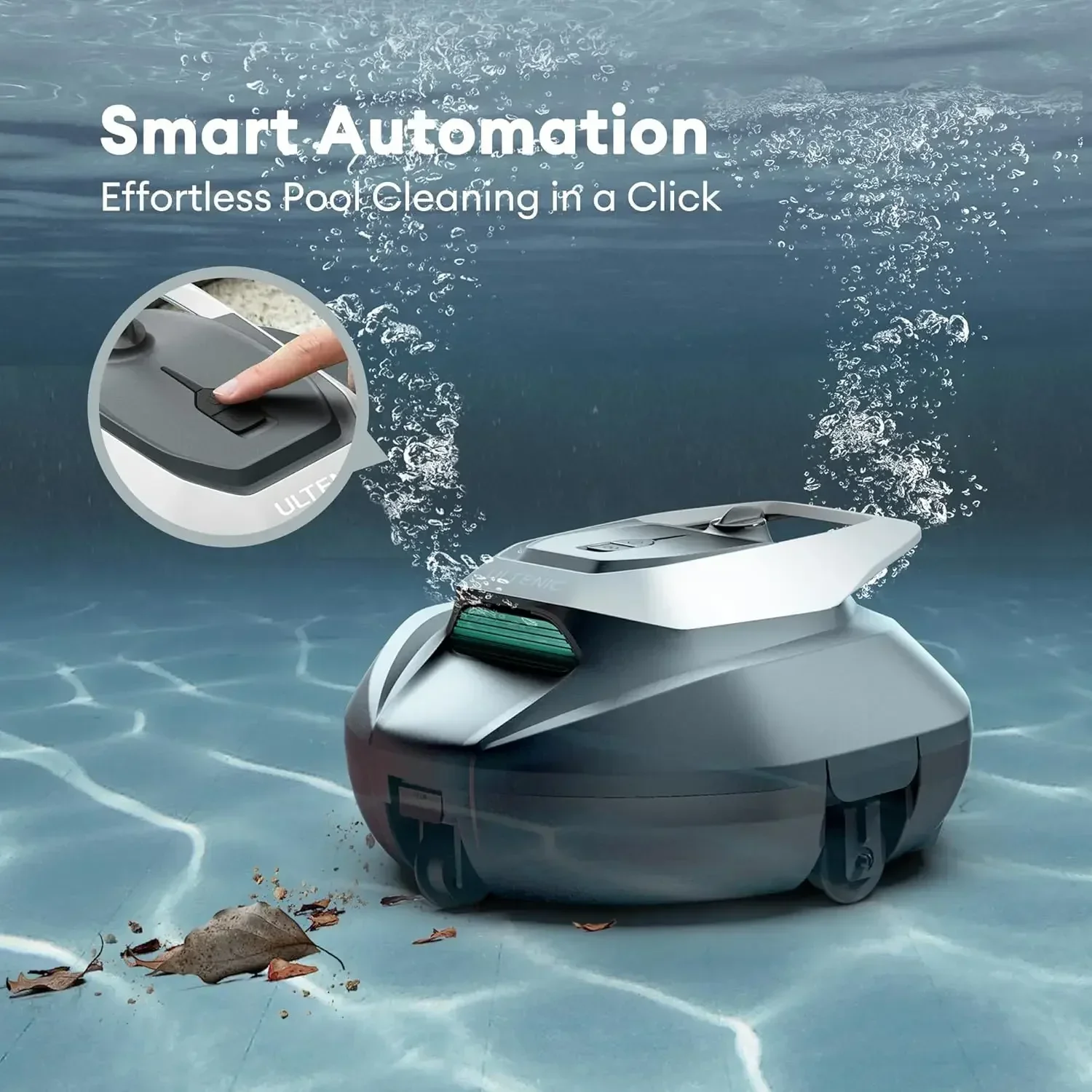 Cordless Robotic Pool Cleaner with Remote Control 3-Motor Suction 90Mins Runtime Auto Self-Parking 2.5h Fast Charging