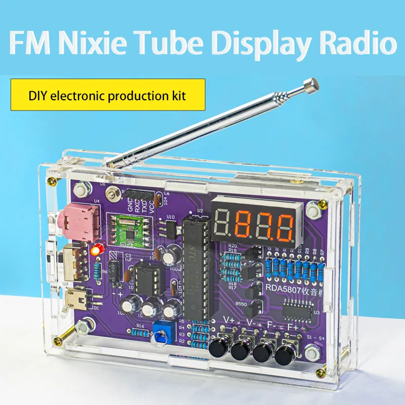 FM Radio Assembly Kit Nixie Tube Display Teaching Training DIY Production Monolithic Integrated Circuit Welding Parts