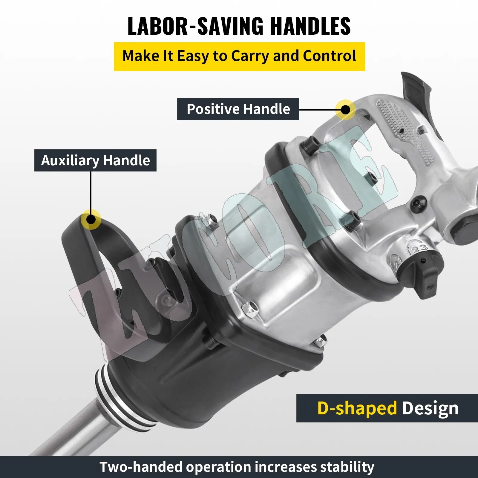 Air Impact Wrench 3800N.m Pneumatic Long Nose Twin Hammer Air Wrench for Trucks Tires Removal  and Heavy-Duty  1'' Square Drive