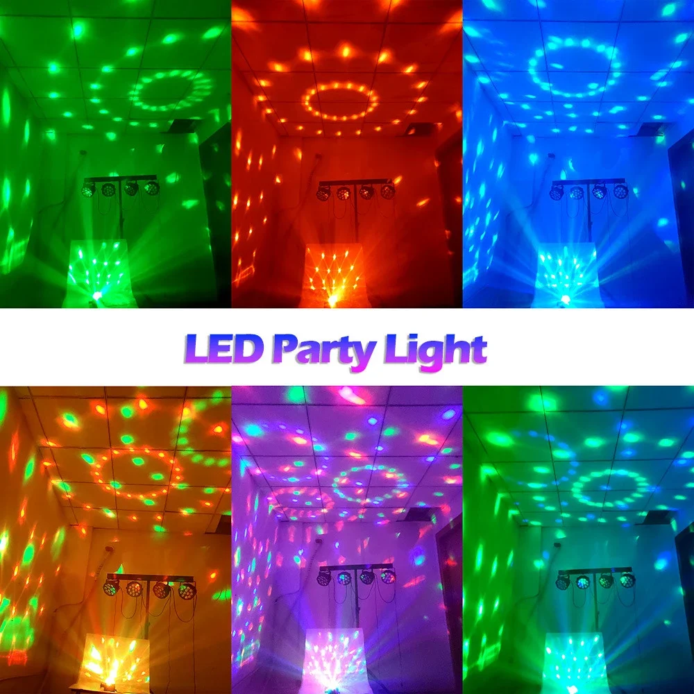 أضواء حفلات LED أضواء المسرح مع جهاز التحكم عن بعد RBG ديسكو الكرة جهاز عرض ليزر الصوت المنشط أضواء الرقص الموسيقى