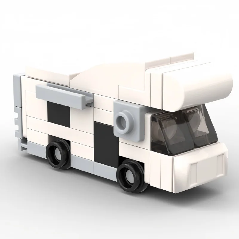 MOC Miniature Camper Car Mini White RV Model Puzzle Assembling Toys Collection Bricks Toys