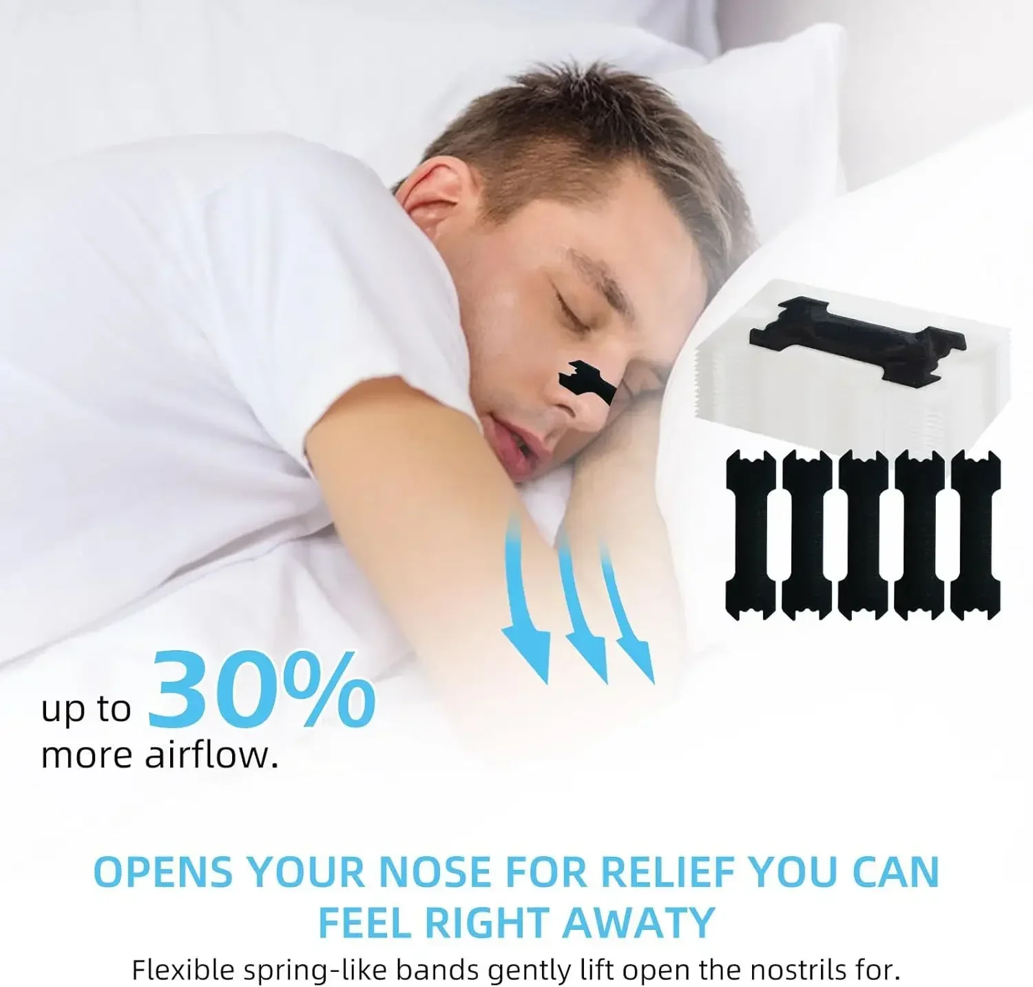 60/30/10PCS Black Nose Strips Extra Strength Nasal Strips Better Sleeping Non-Invasive Anti Snoring Strips For Adult And Child